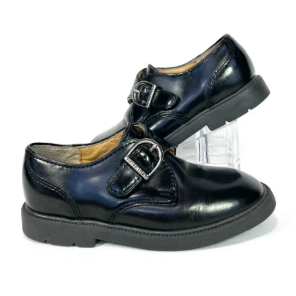 Stride Rite Monk‎ Strap Dress Shoes Boys 9 Black Leather School Uniform